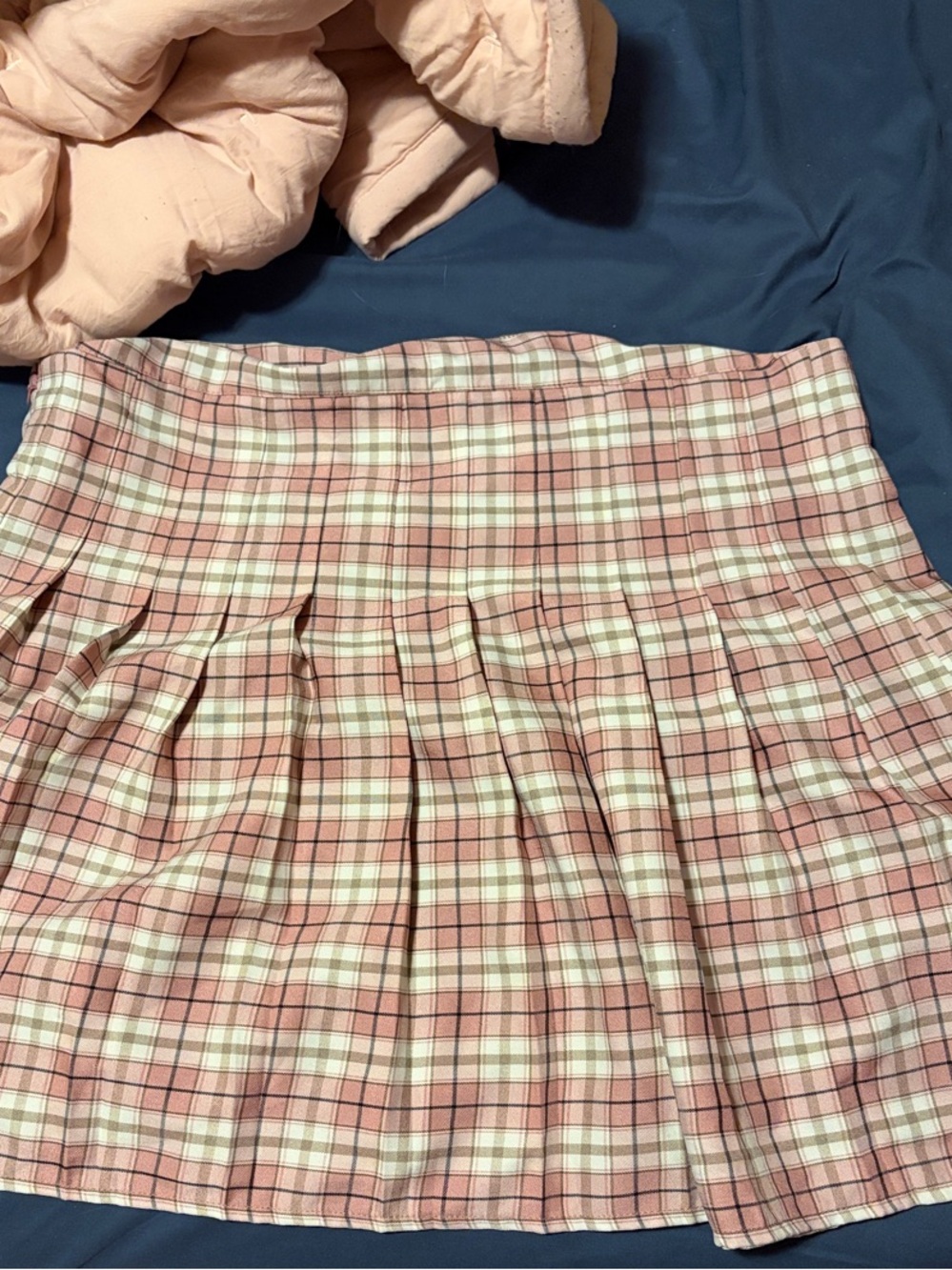 SHEIN Pink Plaid Mini Pleated Skirt